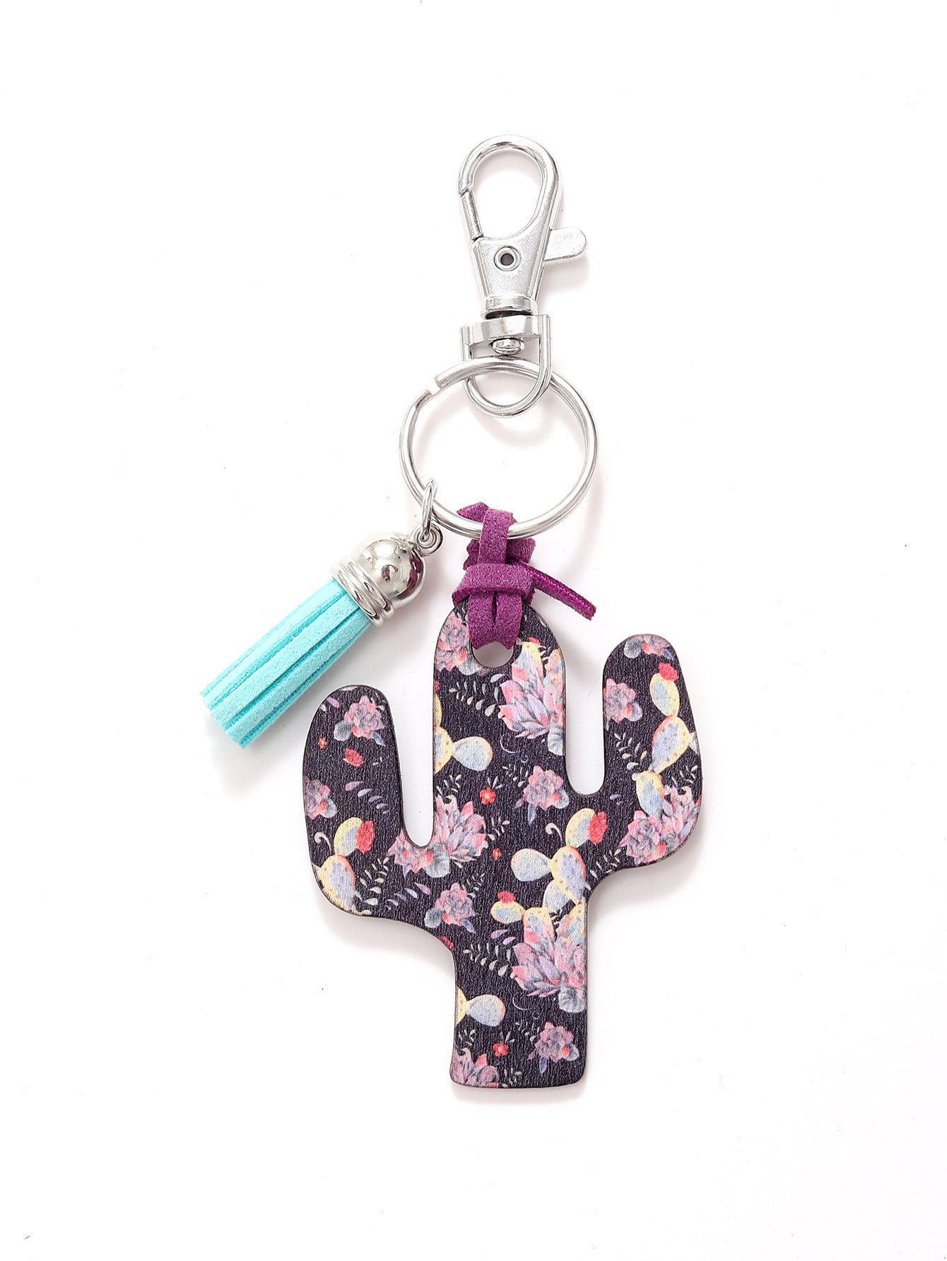 Wooden Cactus Keychain Leopard Flower