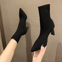 Women's Stretch Socks High Heels Knitted Thin Boots