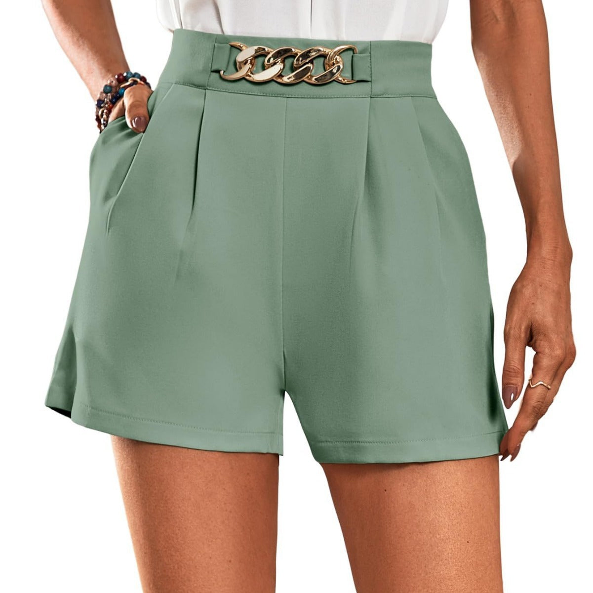 Casual Women's Elegant High Waist Crimp Straight Leg Shorts