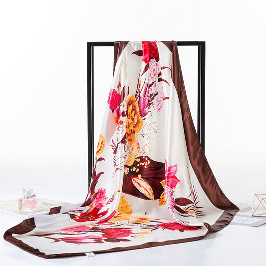 Sun Protection Scarf Ladies Flower Print Square