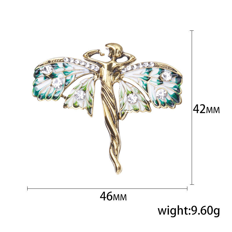 European And American Enamel Dripping Double Butterfly Brooch