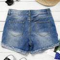 Flag Printed Patch Denim Shorts