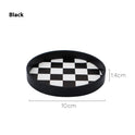 Black And White Chessboard Grid Teacup Mat Desktop Heat Insulation Anti-scald Creative Round Desktop Non-slip Coaster