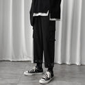 Cropped pants Hong Kong style loose straight-leg overalls men