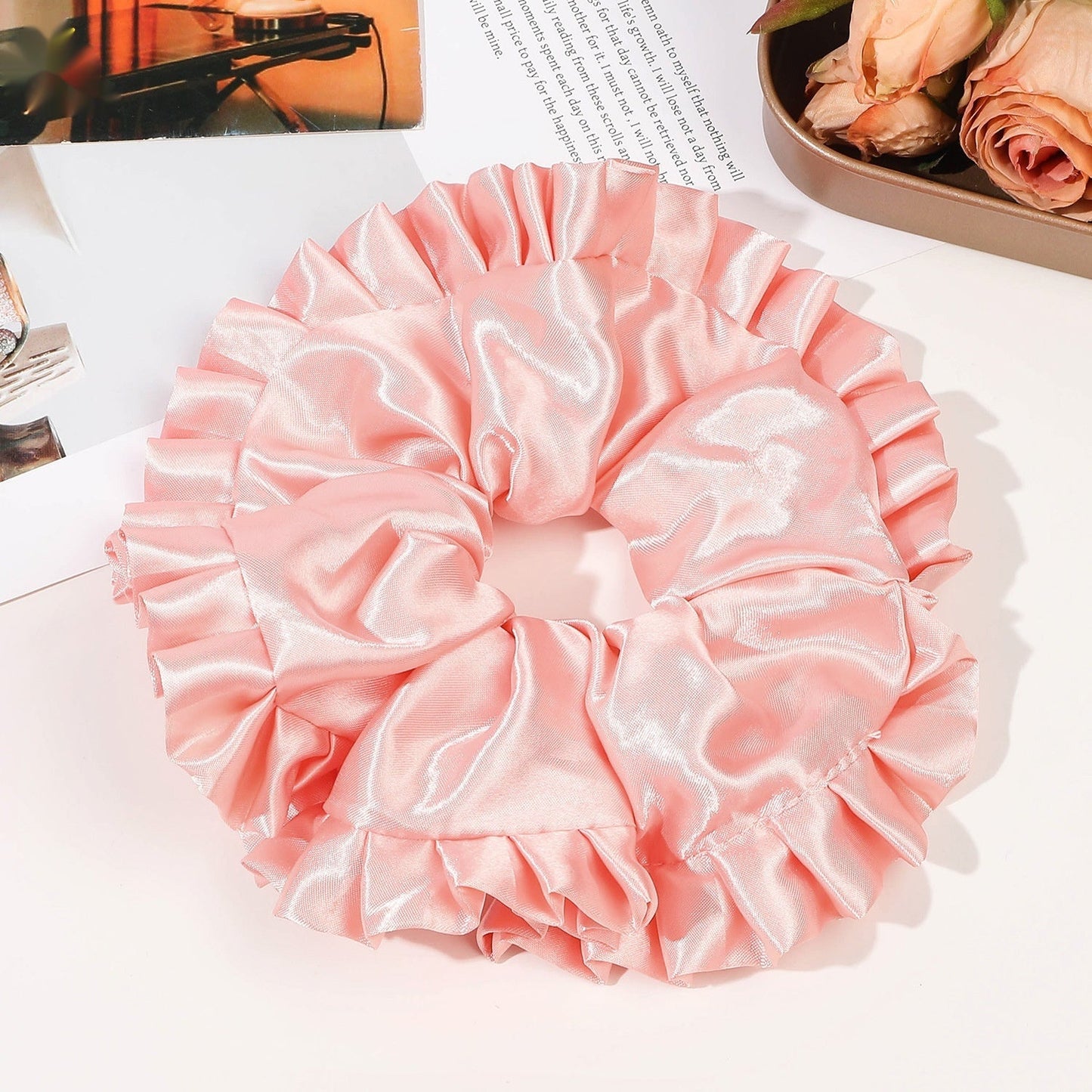 Oversized Satin Lace Large Intestine Hair Ring Simple