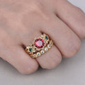 Flower Ring Gold-plated Inlaid Red