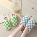 Indoor Home Winter Chessboard Cotton Slippers