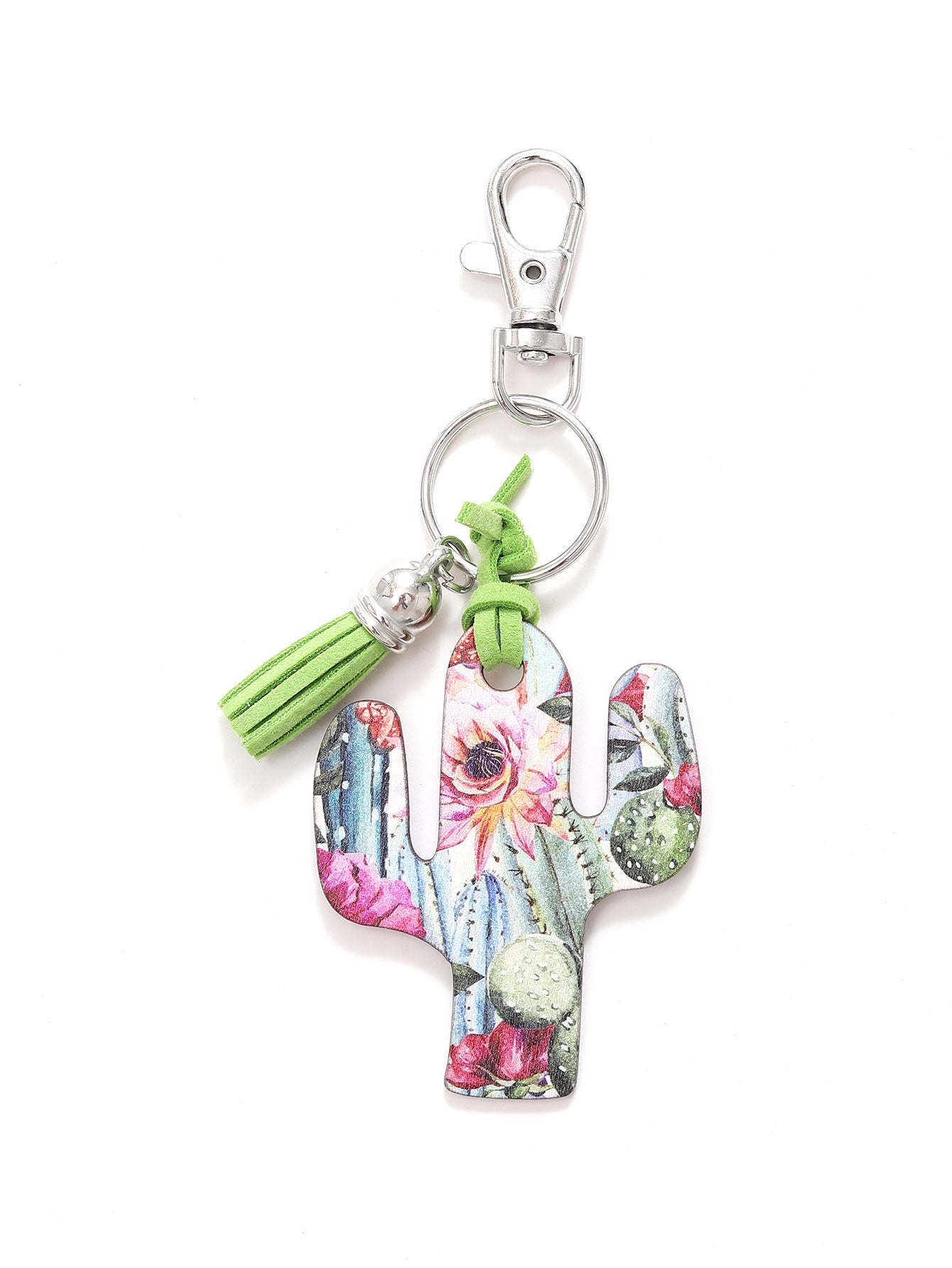 Wooden Cactus Keychain Leopard Flower