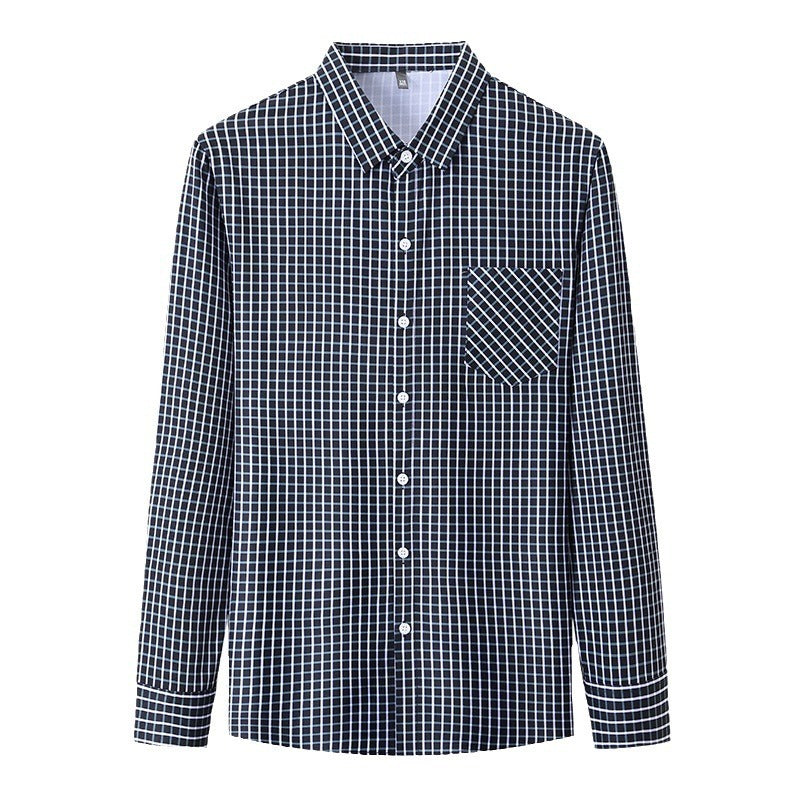 Long Sleeve Fine Plaid Shirt For Men Spring And Autumn