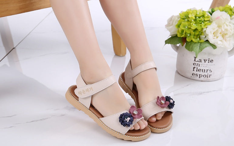 Fashion Children's Shoes Korean Princess Open-toe Middle-aged Children's Little Girls Beach Shoes