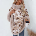 Pullover Contrast Color Leopard Print Knitted Cloak