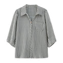 Striped Chiffon Shirt Women's Clothes