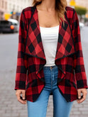 Women's Fashion Plaid Contrast Color Coat