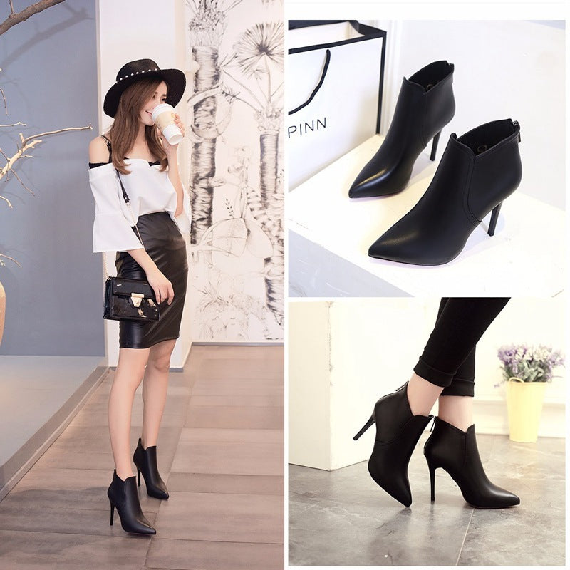 Women's New High-heeled Pointed And Ankle Stiletto Martin Boots