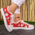 Santa Claus Red Printed Pattern Casual Canvas Shoes