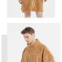 Men's Camel Fleece Zipper Cardigan Nightgown