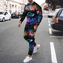 Funny New Long-sleeved Sports Two-piece Round Neck Casual Printed Men's Sweater