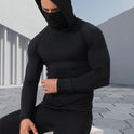 Men's Sports Tight Shaping Mask Scarf Hat One-piece Long Sleeves