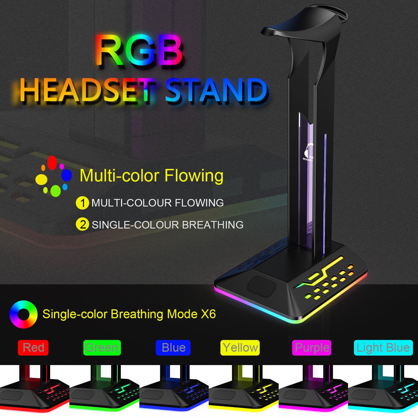 RGB Bracket Dual USBHUB Color Changing Headset Bracket Headset Display Rack