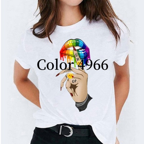 Lip Plus Size Casual Fashion Trends Loose Short Sleeve Women