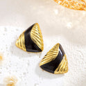 Drop Oil Triangle Striped Ear Studs Minority Fashion