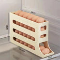 Refrigerator 4-Layer Automatic Egg Roller Sliding Egg Tray Refrigerator Side Door Large Capacity Holder Egg Storage Box Kitchen Gadgets