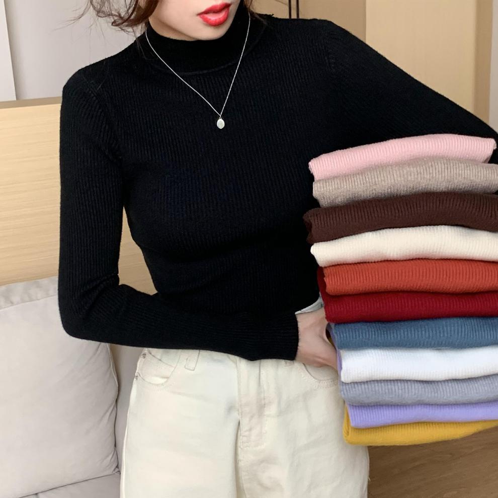 Women's Turtleneck Long-sleeved Shirt Pullover Wool Base Shirt