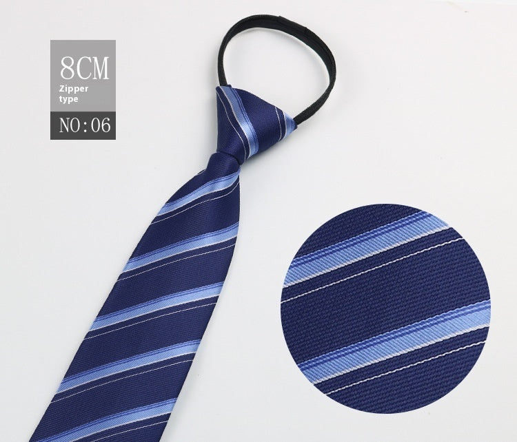 Black Men's Tie Striped Blue Business Tie Lazy Zip Tie In Stock Wholesale Pull Peels