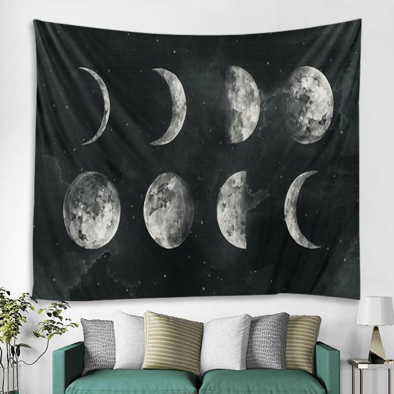 Printed Moon Map Tapestry Multifunctional Tapestry Sitting Blanket Wall Mount