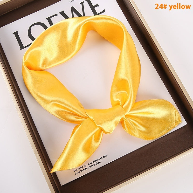 Solid Color Square Scarf Artificial Silk Small Square Towel