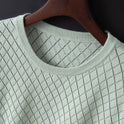 Men's Knitted Half Neck Hollow Short Sleeve Cotton T-shirt