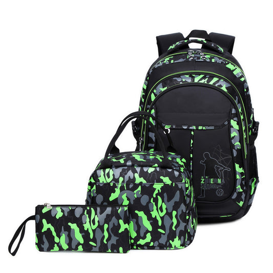 Camouflage Printed Schoolbag Three-piece Set