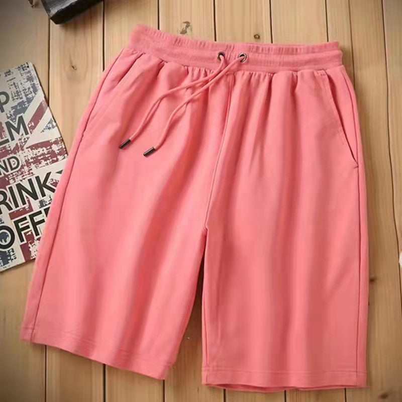 Sports Wide Leg Loose Casual Men's Combed Pure Color Cotton Shorts