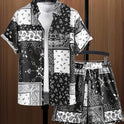 Printed Casual Men's Shirt And Shorts Two-piece Set