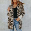 Women's Fashion Slim Leopard Print Hooded Coat