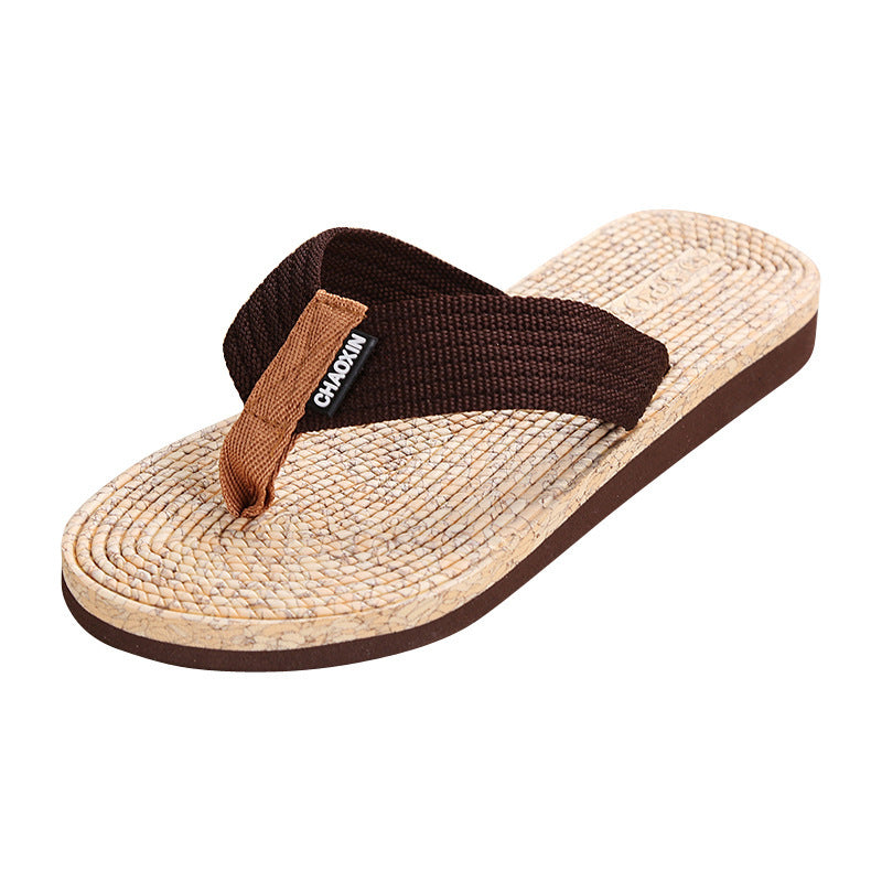 Beach's Clip-on Non-slip Personality Wood Grain Flip-flops