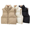 Down Cotton Vest Women Stand-up Collar Thick Warm