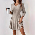 Brushed Sunken Stripe Long Sleeve Dress Top