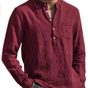 Men's Long Sleeve Casual Beach Linen Shirt