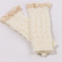 Women's Warm Lace Lengthened Knitted Half-finger Gloves