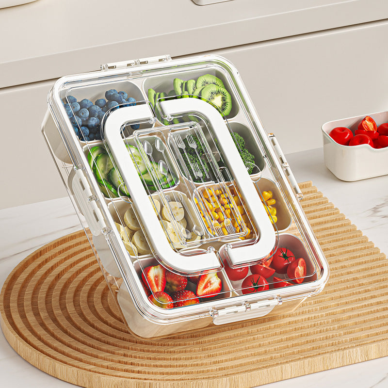 8 Grids Divided Serving Tray Fruits Snack Box Organizer Food Storage Container Seasoning Separator Box Refrigerator Organizer