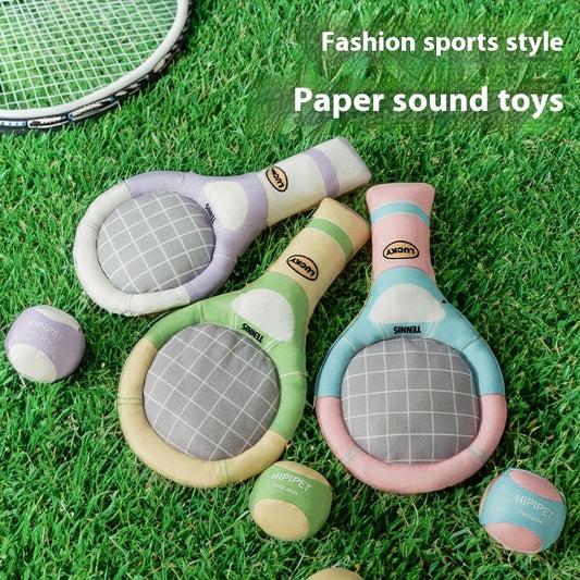 Tennis Sports Ringing Paper Sounding Racket Molar Companion Dog Toy