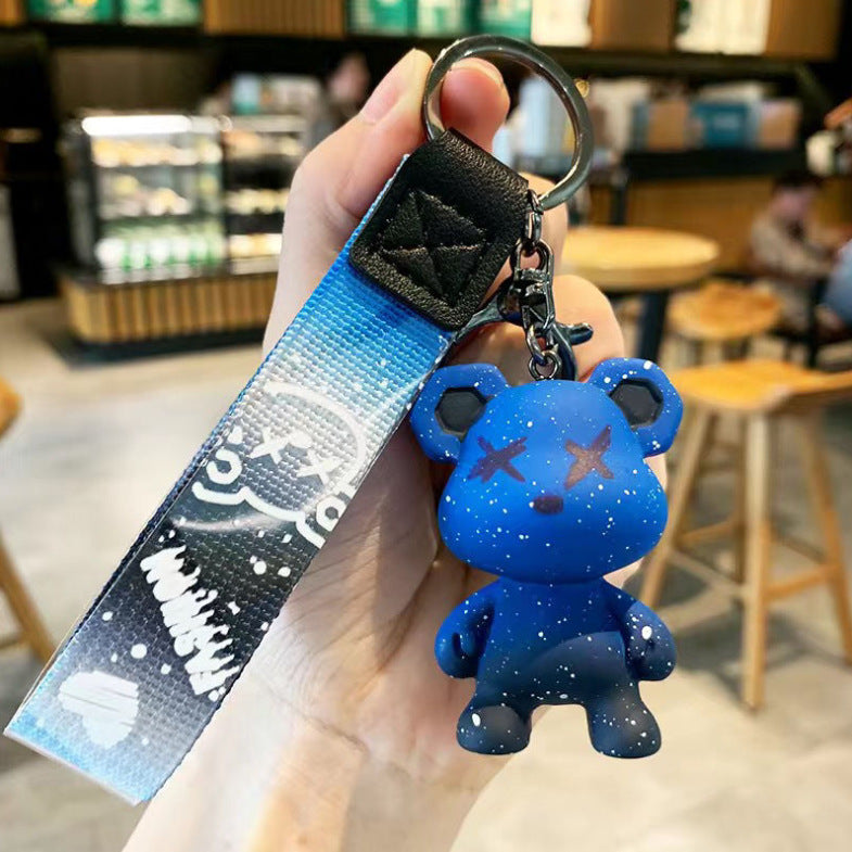 Cartoon Starry Chameleon Bear Car Silica Gel Key Chain