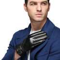 Winter Men's Warmth Plus Fleece Thickened PU Leather Gloves