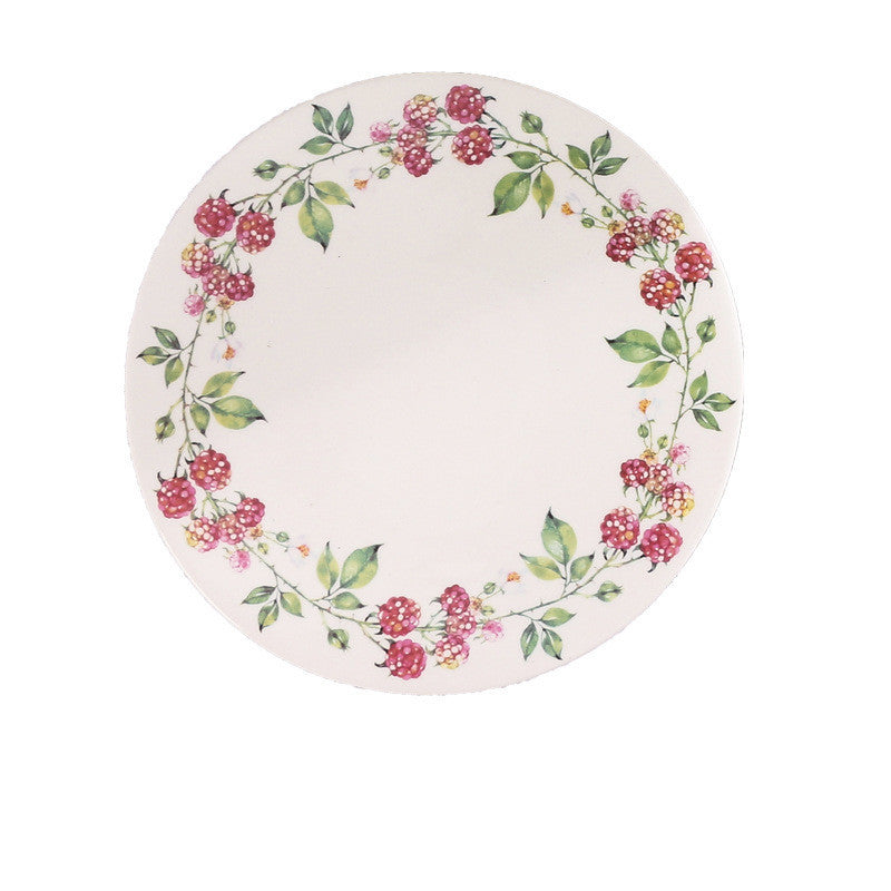 Creative Ceramic 8 Inch Round Plate Flat Plate Tray Wreath Fruit Plate