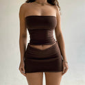 Midriff-baring Top Slim-fit Sheath Short Skirt Two-piece Set