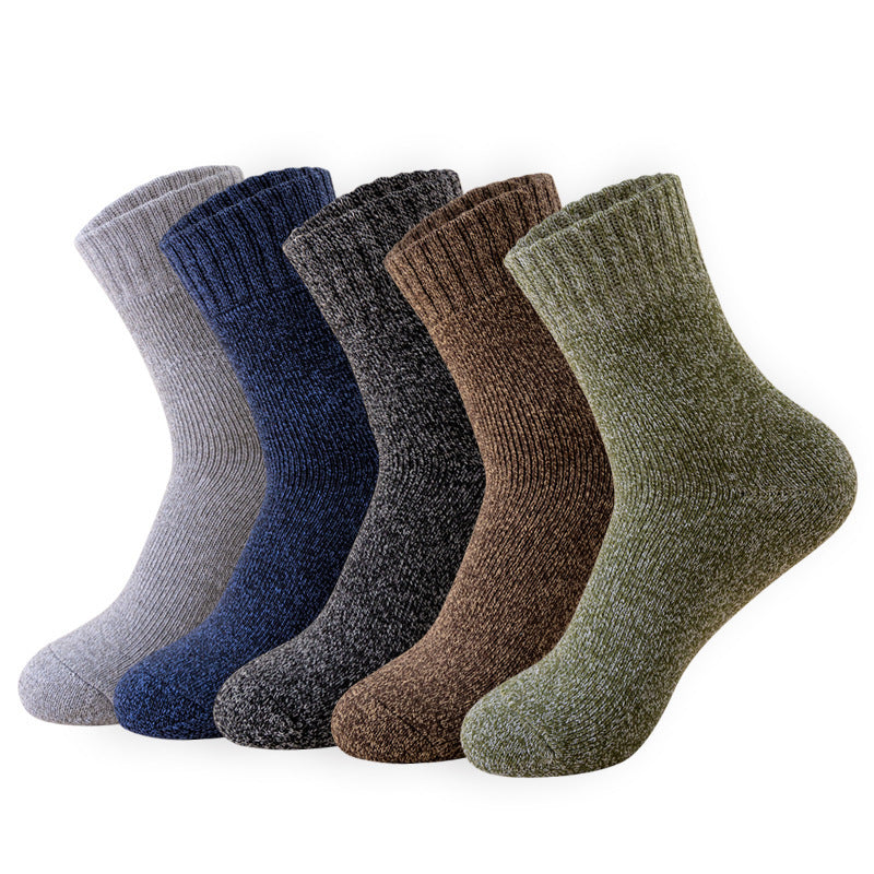 Autumn And Winter Fleece Lined Padded Warm Keeping Mid-calf Solid Color Socks