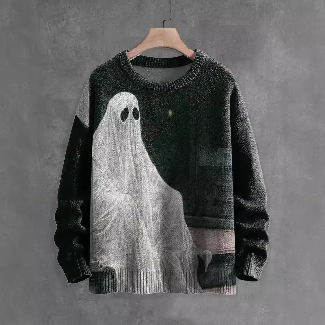 Halloween Ghost Pattern Horror Printed Sweater