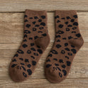 Women's Spotted Leopard Print Terry-loop Hosiery Cotton Middle Tube Socks