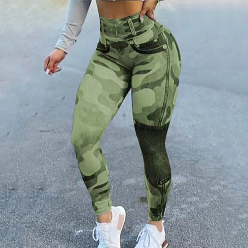 Women's Multicolor Print Camo Slim Fit Butt Lift Yoga Leggings